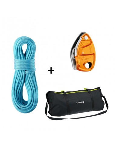 Pack Grigri PLUS + cuerda Edelrid Boa (80m) + bolsa liner