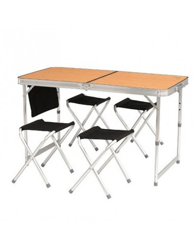 belfort - pack mesa plegable 60 x 120cm con 4 sillas - easy camp