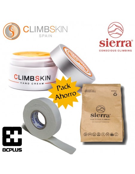 pack skin - magnesio, esparadrapo y crema de manos - sierra/8cplus/climbskin