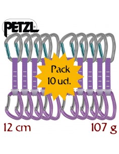 pack 10 djinn axess 12 cm (violeta) - cinta express robusta para escalada deportiva - petzl
