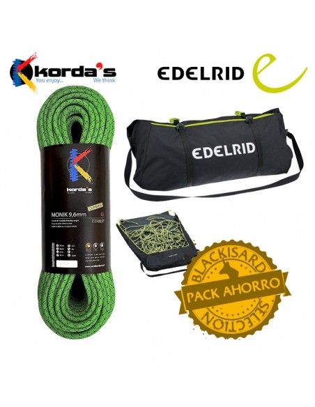 pack monik 9,6mm (80m) + bolsa liner - korda's / edelrid