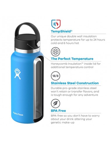 wide mouth with flex cap 20 oz (white) - termo doble pared acero inoxidable - hydroflask