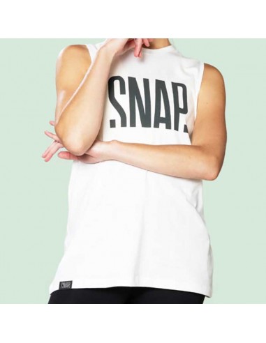 loose logo tank top (white) - camiseta sin mangas mujer - snap