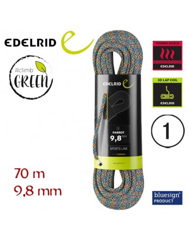 parrot 9,8 mm - cuerda simple de producción sostenible 70 m - edelrid