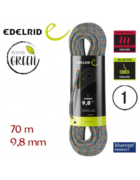 parrot 9,8 mm - cuerda simple de producción sostenible 70 m - edelrid