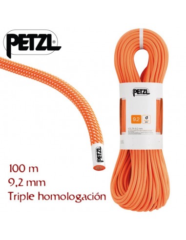 volta 9,2 mm 100 m (naranja) - cuerda triple homologación para escalada y  alpinismo técnico - petzl