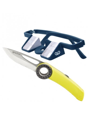 pack gafas de asegurar plasfun first (dark blue) + navaja spatha (amarilla) - y&y/petzl