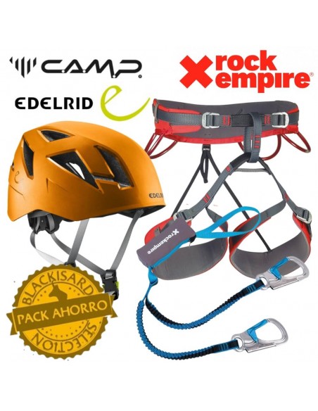 cala del molí - pack ferrata 3 elementos (arnés, casco, disipador)