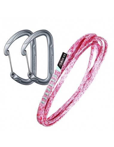 pack cinta extensible 120 cm - mission light sling + 2 mosquetones pure wire - blue ice/edelrid