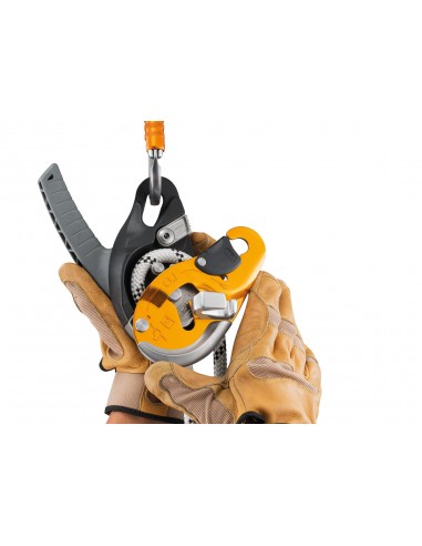 I\'D EVAC de Petzl (Amarillo) - Descensor autofrenante con funcion antipánico para evacuaciones