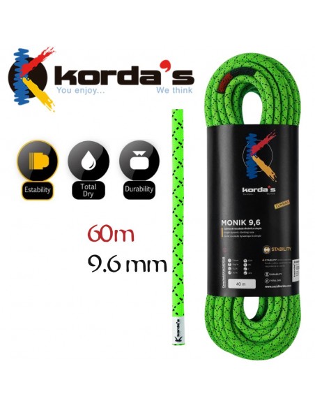 Monik 9,6mm (Verde) (60m) Estability - Cuerda dinamica - Korda\'s