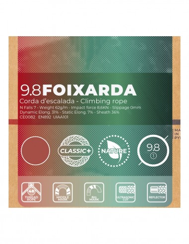 Pack cuerda foixarda 9.8mm Nature Classic (Verde) (80m) con bolsa Split (gris) - Fixe/Petzl