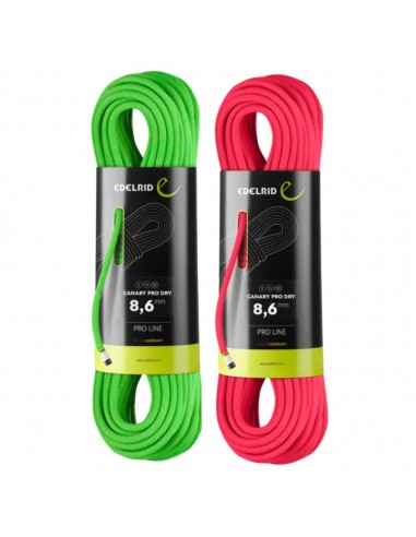 Pack 2 Canary Pro Dry 8,6 mm 40m (Neon Green / Pink) - Cuerdas triple homologación - Edelrid