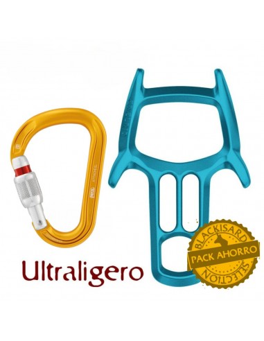 Pac Mago 8 con mosqueton attache - Descensor ultraligero + mosqueton - Edelrid / Petzl