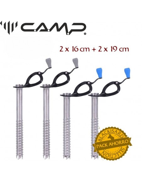 pack 4 tornillos de hielo rocket (2 x 16 cm + 2 x 19cm) - cassin