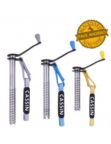 pack 3 rocket plus (13/16/19 cm) - tornillos de hielo con cinta de dyneema - cassin