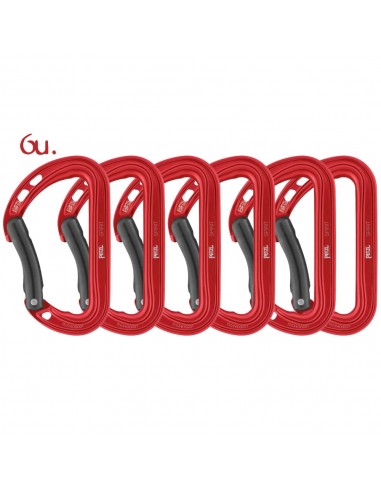 Pack de 6 mosquetones Spirit curvo (Rojos) - Petzl