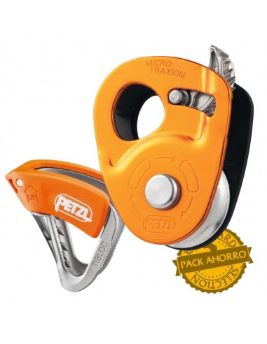 pack micro traxion + bloqueador tibloc 2 - petzl