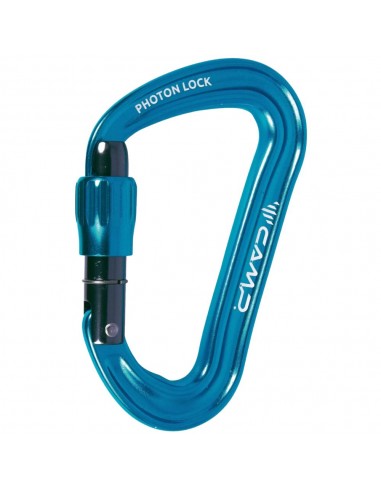 pack 2 photon lock (1 blue + 1 gun metal) - mosquetón asimétrico rosca - camp