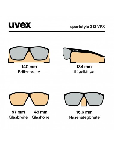 Sportstyle 312 VPX ( Black Mat/Brown) - Gafas de sol fotocromáticas alpinismo - UVEX
