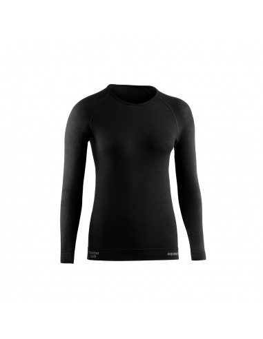 Merino Lite Long Sleeves W (Negro) - Camiseta de manga larga de lana merino - Lurbel