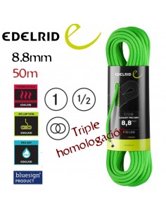 Canary Pro Dry 8,6 mm 50m (Neon Green) - Cuerda triple homologación - Edelrid