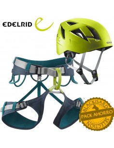 pack arnés jay iii (green-pepper) + casco zodiac - edelrid