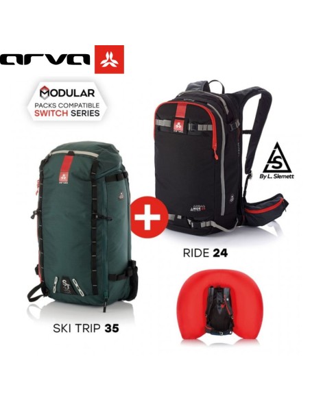 AIRBAG SWITCH ADVENTURE BUNDLE - RIDE24 BLACK+ST35 - Pack modular de mochila airbag - Arva