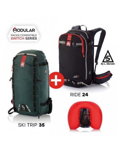 AIRBAG SWITCH ADVENTURE BUNDLE - RIDE24 BLACK+ST35 - Pack modular de mochila airbag - Arva