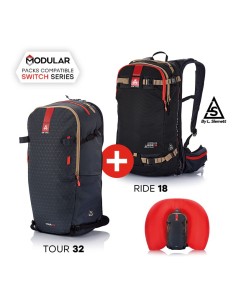 AIRBAG SWITCH MIX BUNDLE - RIDE18 BLACK+TOUR32 (Grey) - Kit modular de airbag - Arva 2