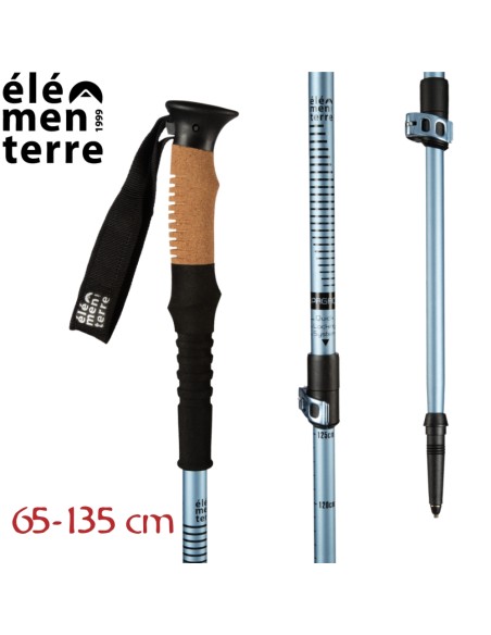 Apagado (Azul/Negro) - Bastón de trekking de corcho con cierre rápido - Elementerre