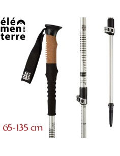 Apagado (Blanco/Negro) - Bastón de trekking de corcho con cierre rápido - Elementerre