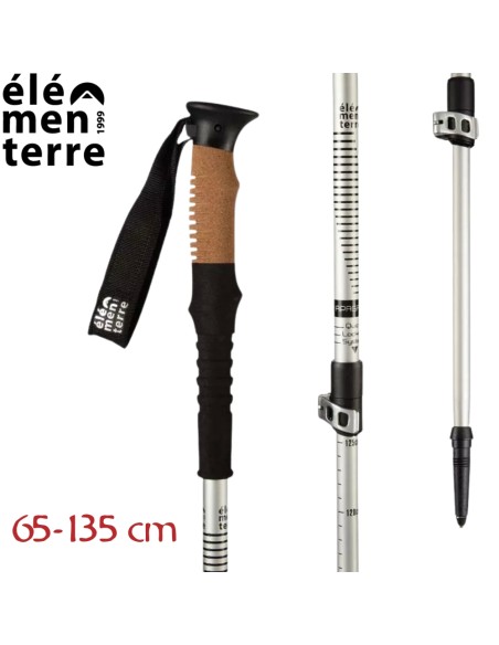 Apagado (Blanco/Negro) - Bastón de trekking de corcho con cierre rápido - Elementerre