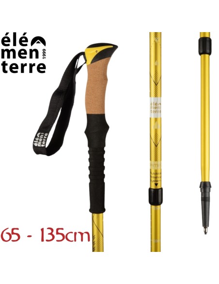 Tramp (Amarillo) - Bastón de senderismo largo con empuñadura de corcho - Elementerre