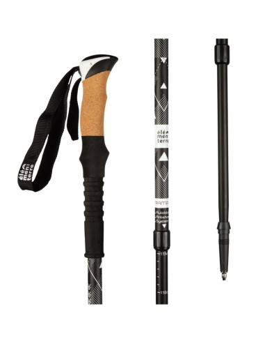 Tramp (Black) - Bastón de senderismo largo con empuñadura de corcho - Elementerre