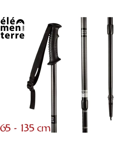 Strollers (Negro/Blanco) - Bastón de senderismo de aluminio- Elementerre