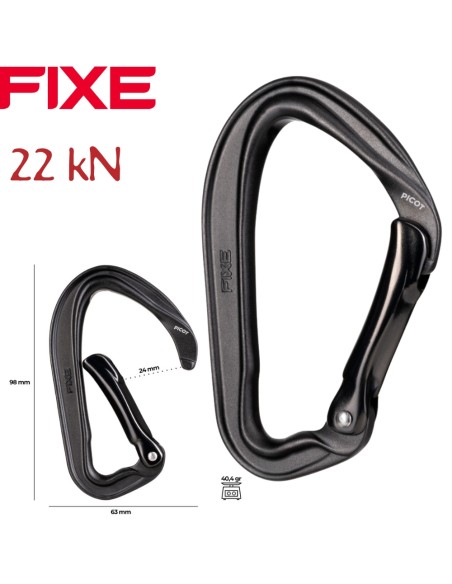 Picot straight - Mosquetón ergonómico y ligero con gatillo curvo - Fixe