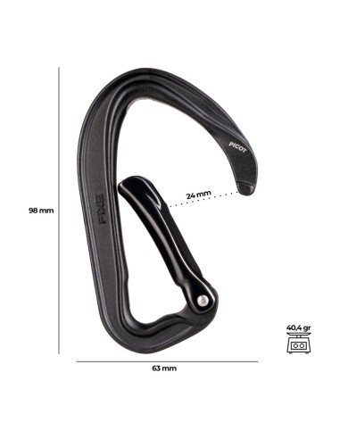 Picot straight - Mosquetón ergonómico y ligero con gatillo curvo - Fixe