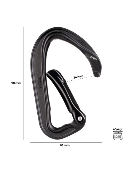 Picot straight - Mosquetón ergonómico y ligero con gatillo curvo - Fixe