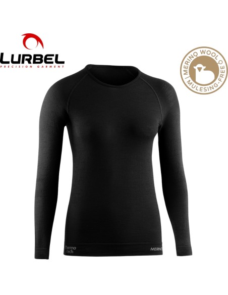 Merino long sleeves W (Negro) - Camiseta primera capa termorreguladora de lana merino mujer - Lurbel