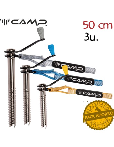 Pack 3 Rocket Plus (13/16/19 cm) - Tornillos de hielo con cinta de dyneema - CAMP