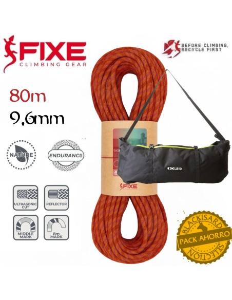 Pack ahorro cuerda siurana 80m de Fixe con bolsa de transporte
