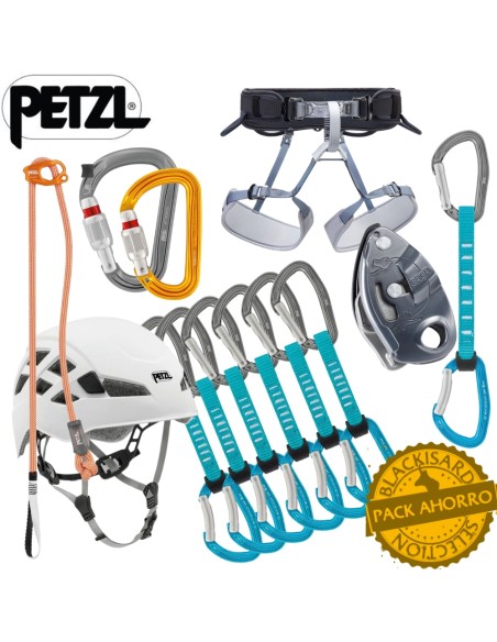 La pedriza - Pack escalada 5 elementos (Casco, arnes, cabo de anclaje, grigri y cintas express)