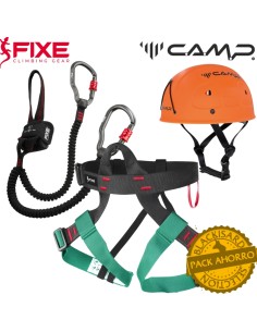 Pack Ferrata Basico - Arnés, disipador y casco - Fixe/ CAMP