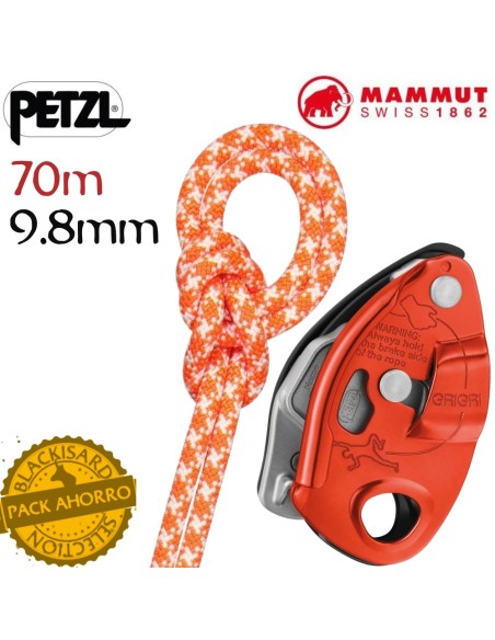 Pack cuerda Crag Classic Standard 9,8 mm (70m) Orange-White + Grigri - Mammut/Petzl