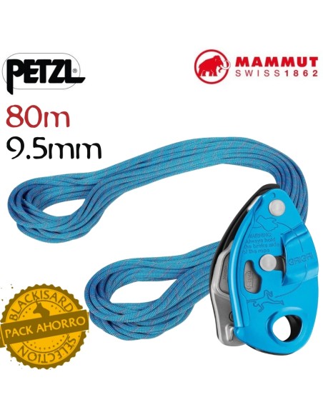 Pack cuerda Crag Classic Standard 9,5 mm (80m) Blue-White + Grigri - Mammut/ Petzl