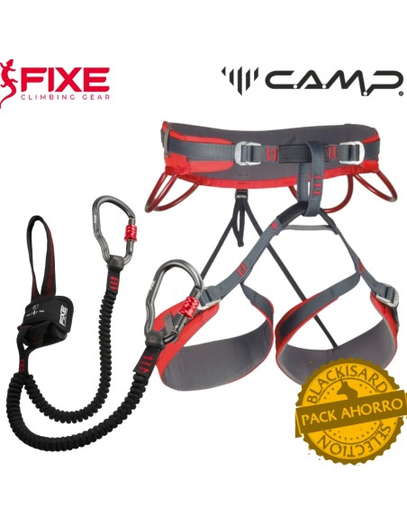 Pack Arnés CR4 (Red) + Disipador Flamenc - Pack para vía ferrata - CAMP/ Fixe