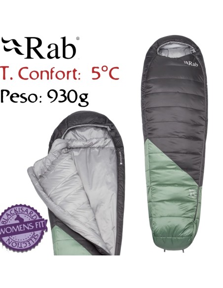 Radeon 0 Womens Regular LZ (Dark Fig Green/Graphene) - Saco de dormir sintetico Mujer - Rab