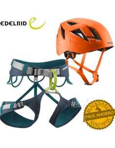 pack arnés jay iii (green-pepper) + casco zodiac - edelrid