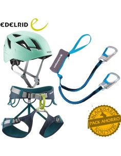 pack ferrata roc de la creu - arnes, casco y disipador para via ferrata